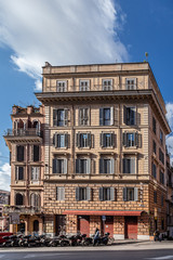 Fototapeta na wymiar ROME, ITALY - DECEMBER 01, 2019: Buildings in the historical center in Rome, Italy