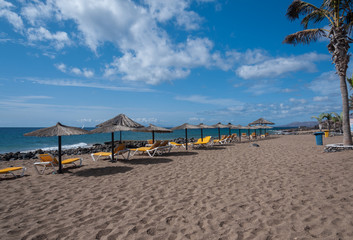 Sandy beach on Lanzarote island, Spain