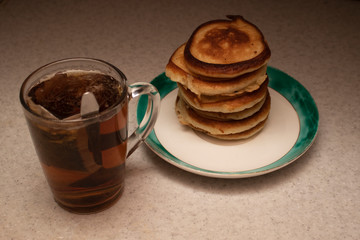 cup of tea and pancakes