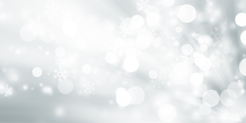 white and gray Christmas light with snowflake bokeh background, Winter backdrop wallpaper.