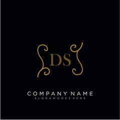 Initial letter DS logo luxury vector mark, gold color elegant classical
