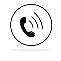 Phone icon in a circle on a white background