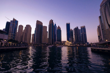 Obraz na płótnie Canvas Beautiful night city, cityscape of Dubai, United Arab Emirates