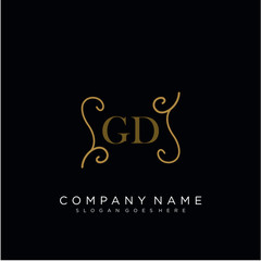  Initial letter GD logo luxury vector mark, gold color elegant classical 