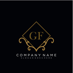  Initial letter GF logo luxury vector mark, gold color elegant classical 