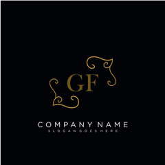  Initial letter GF logo luxury vector mark, gold color elegant classical 