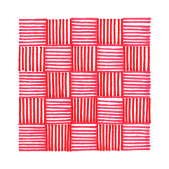 Fototapeta premium Graphic image with red stripes. Ornament with squares.Template for textile