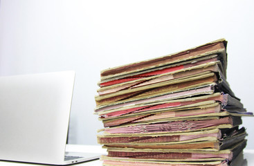 Business documents with charts growth, Book and pen. Workplace on table in office