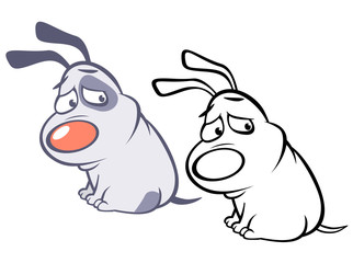 Vector Illustration of a Cute Cartoon Character Hunting Dog for you Design and Computer Game. Coloring Book Outline 