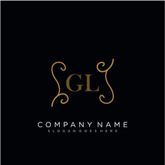  Initial letter GL logo luxury vector mark, gold color elegant classical 