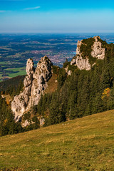 Fototapeta na wymiar Beautiful alpine autumn or indian summer view at the famous Kampenwand, Aschau im Chiemgau, Bavaria, Germany