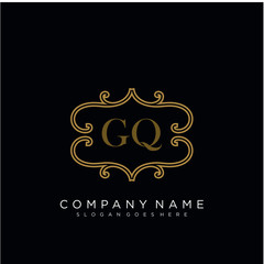  Initial letter GQ logo luxury vector mark, gold color elegant classical 