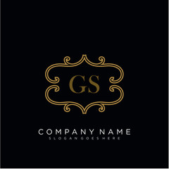  Initial letter GS logo luxury vector mark, gold color elegant classical 