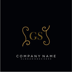  Initial letter GS logo luxury vector mark, gold color elegant classical 