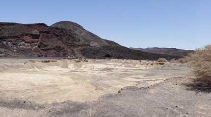 Fototapeta na wymiar Ardokouba Volcano caldera with lava fields