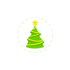 christmas tree flat icon on white background
