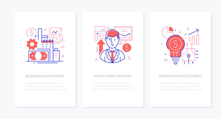 Financial operations - line design style banners set