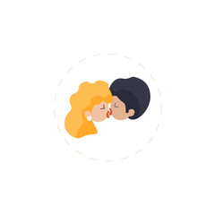 Obraz premium couple in love kisses flat icon on white background