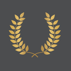 golden laurel wreath icon- vector illustration