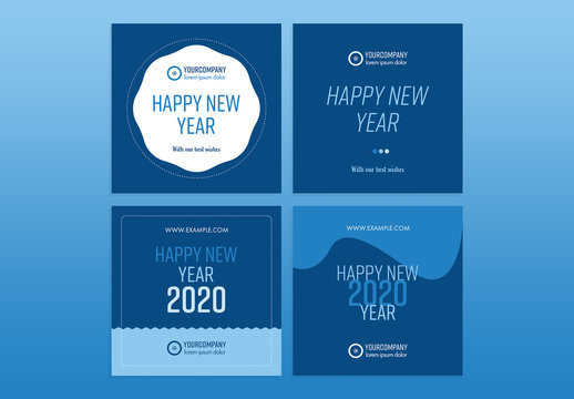New Year Social Media Layout Set with Classic Blue Accents