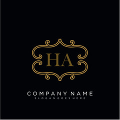  Initial letter HA logo luxury vector mark, gold color elegant classical 