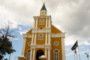 The yellow building of the public prosecutor in Willemstad, Curacao