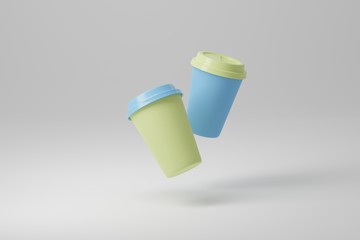 Paper coffee cup mock-up. Render realistic 3d illustration. Package mockup design for branding.