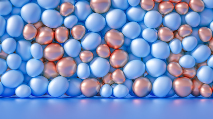 Beautiful background with beads, particles and simulation. 3d illustration, 3d rendering.