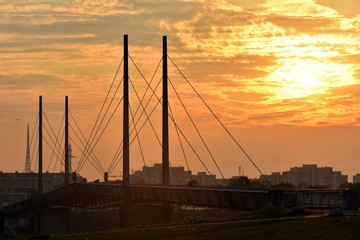 sunset on a pedestrian bridge in Vienna