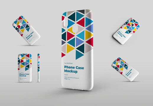 5 Smartphone Phone Case Mockup Set Front View