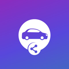 carsharing icon with car and share symbol