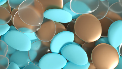 Beautiful background with beads, particles and simulation. 3d illustration, 3d rendering.