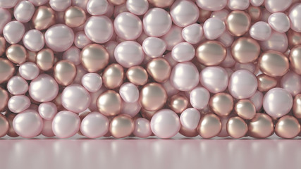 Beautiful background with beads, particles and simulation. 3d illustration, 3d rendering.