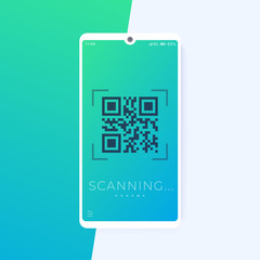 QR code scanning in smart phone, vector