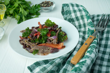 Beef Salad with Beans, Sweet Peppers. Salad 