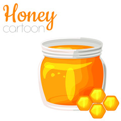 Honey jar cartoon vector illustration, isolated cute clip-art.