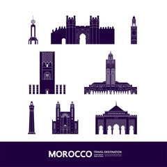 Obraz premium Morocco travel destination grand vector illustration. 