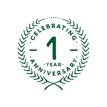 1 year design template. 1st logo. Vector and illustration.