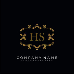  Initial letter HS logo luxury vector mark, gold color elegant classical 