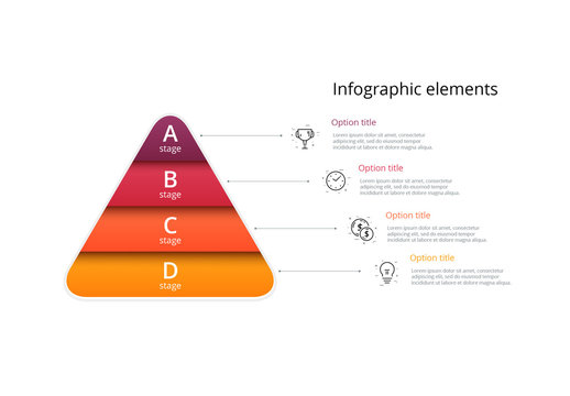 4 Step Infographic Layout with Pyramid Element