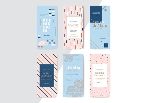 Rectangular Mobile Banner Layouts with Pastel Patterns