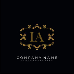  Initial letter IA logo luxury vector mark, gold color elegant classical 