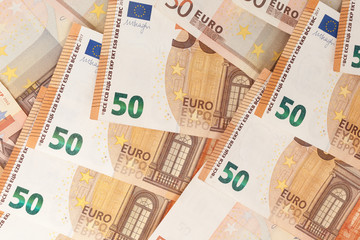 Money background. 50 euro banknotes. Business concept.