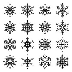 Christmas and winter snow flakes set vector, beautiful collection