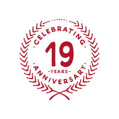 19 years design template. 19th logo. Vector and illustration.