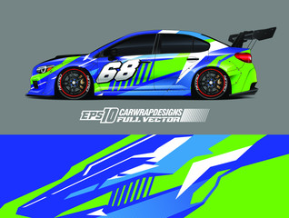 Fototapeta premium Car wrap design vector. Graphic abstract stripe racing background kit designs for wrap vehicle, race car, rally, adventure and livery. Full vector eps 10
