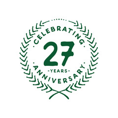 27 years design template. 27th logo. Vector and illustration.