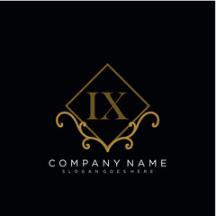 Initial letter IX logo luxury vector mark, gold color elegant classical
