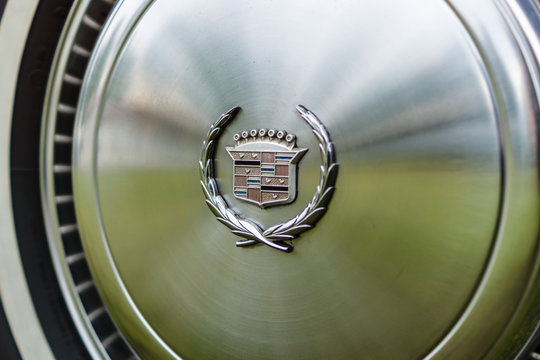 PAAREN IM GLIEN, GERMANY - JUNE 03, 2017: Hubcap Of A Full-size Personal Luxury Car Cadillac Eldorado. Exhibition 