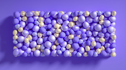 Beautiful background with beads, particles and simulation. 3d illustration, 3d rendering.